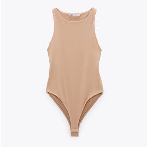 Zara halter neck bodysuit beige